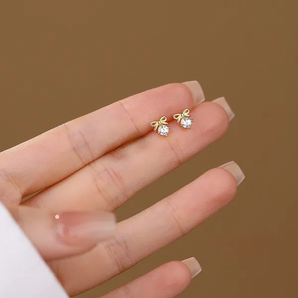 Gold_Mini_Bowstone_Stud_Earrings_For_Women